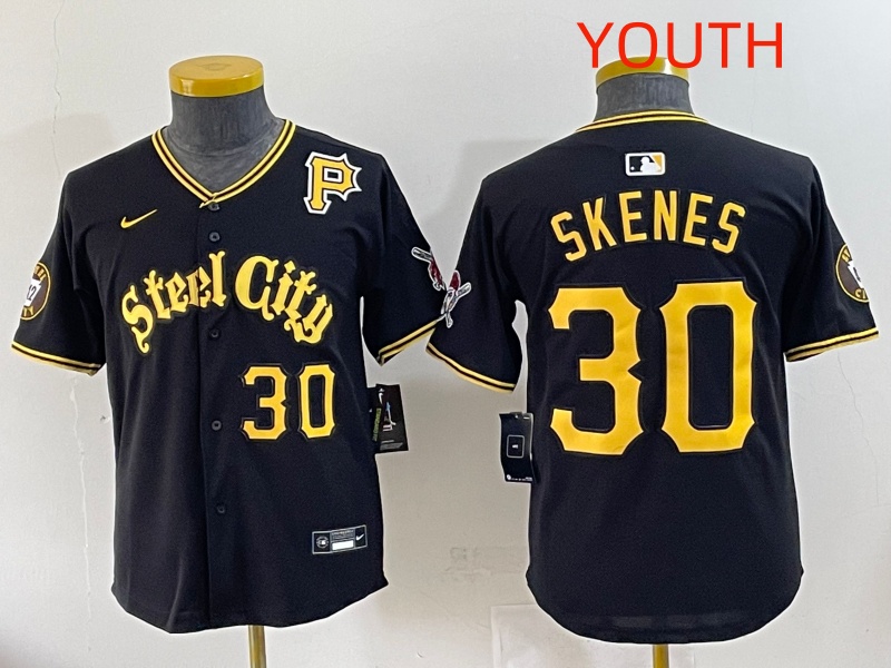 youth 2025 Pittsburgh Pirates #30 Skenes Black Game Nike MLB Jersey style 02